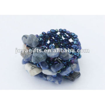 Sodalite Chip stone Stretch Seed Glass beads Ring